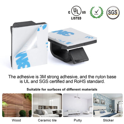 XHF 120 PCS Adhesive Cable Wire Clips Black, Outdoor Cable Management Wire Organizer Cord Holder for Under Desk, Car, Wall, TV PC Ethernet Cable