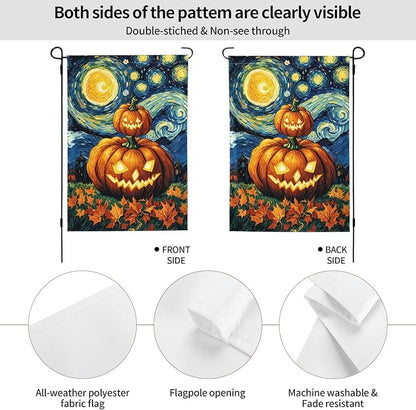 Halloween Scary Pumpkin Garden Flag for Fall Festival Porch Patio Farmhouse Outdoor Yard Decoration Vertical Double Sided Burlap 12.5 x 18 Inch