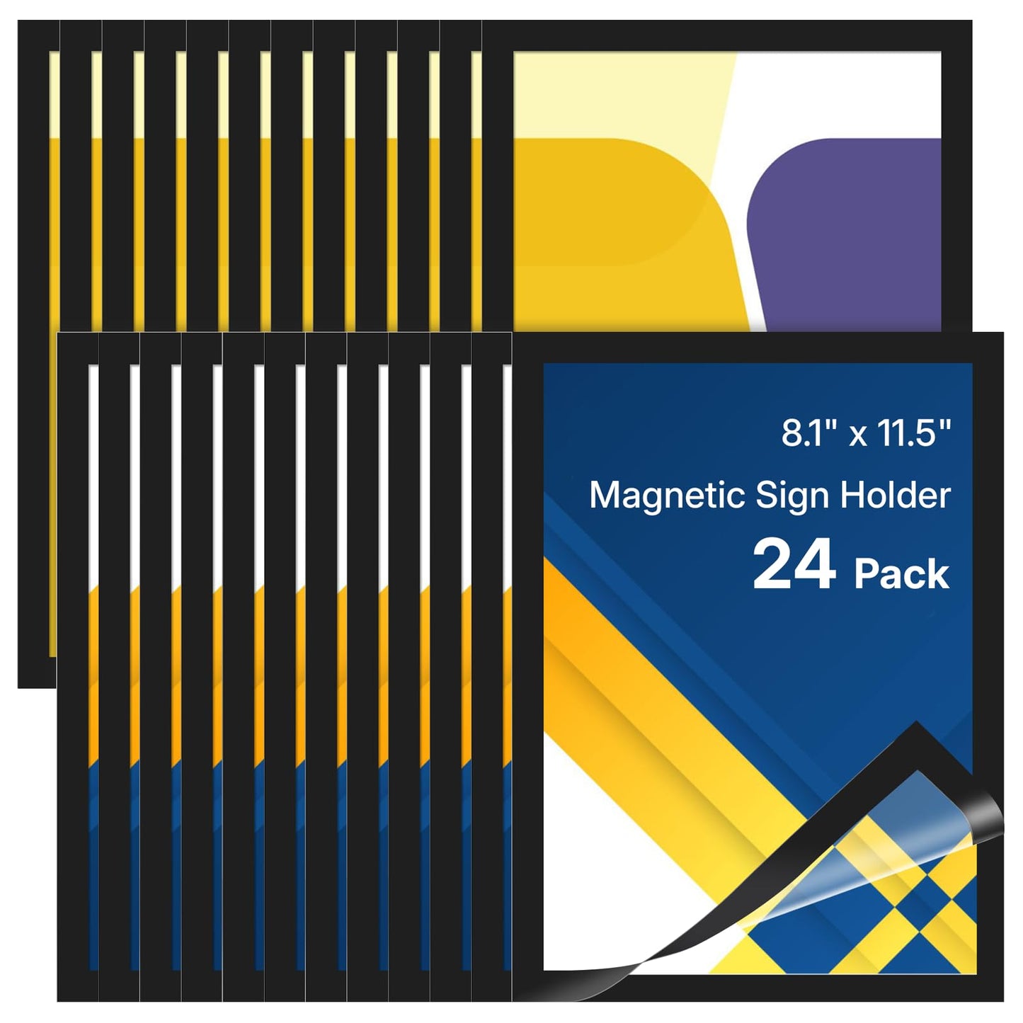 OWLKELA 24 Pack 8.5x11 Inch Magnetic Sign Holder‌, ‌Adhesive Frame‌ with Strong Magnet, ‌Magnetic ‌Document Sleeve‌ ‌for Office, School, Restaurant, Store