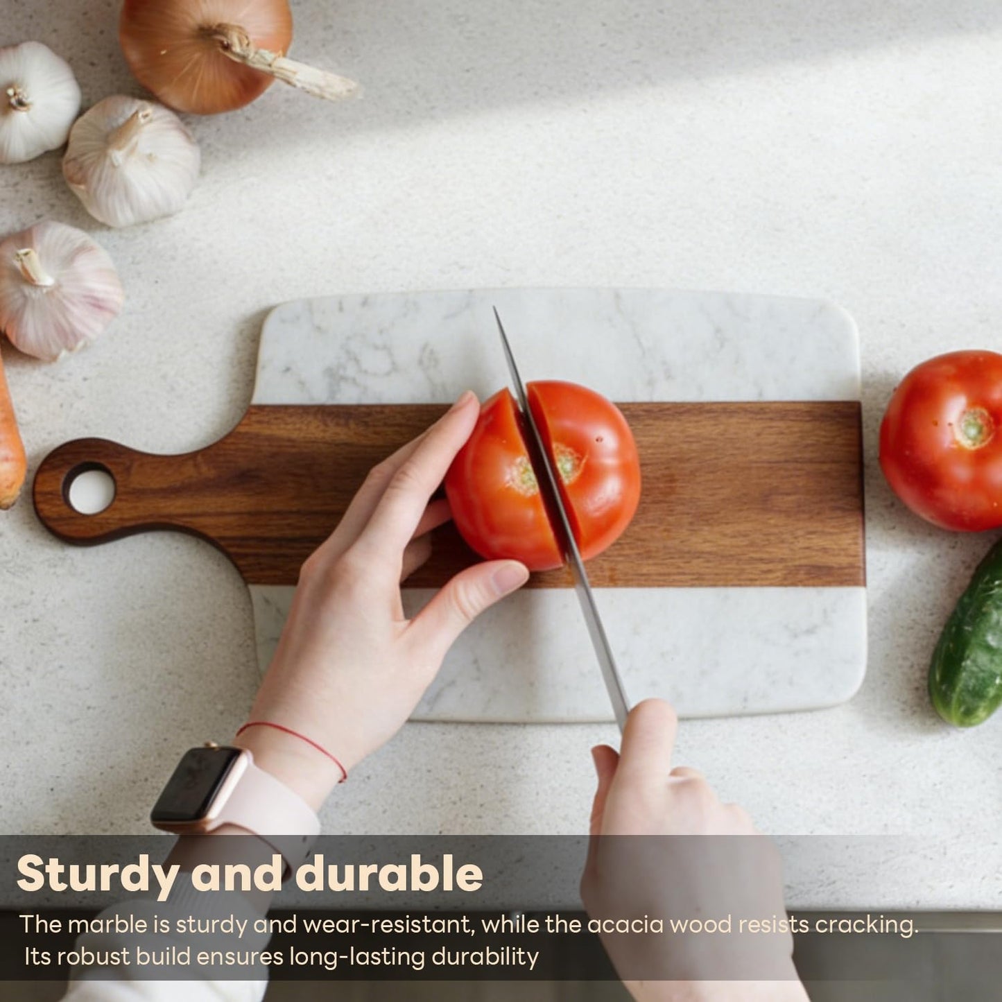 Marble Cutting Board, Charcuterie Board with Handle, Marble chopping board for steak, cheese, hamburgers and biscuits, Great for gifts