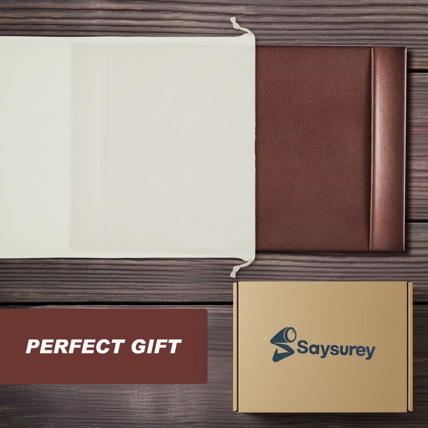 Saysurey 30 x 18 Inch Leather Desk Pad Protector with Side Rails, Executive Office Desk Mat for Home Workspace, Writing Surface, Mouse & Keyboard Pad, Elegant Gift for Men Dad Husband (Brown)
