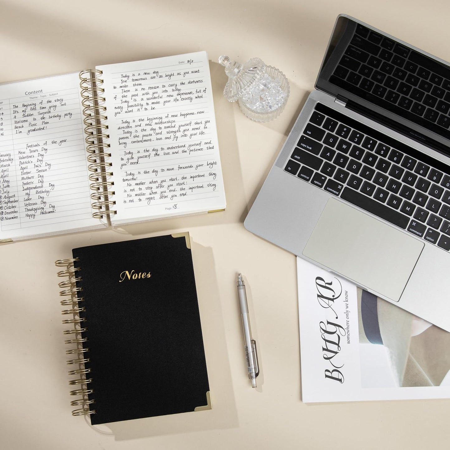 ALKALO Spiral Notebook Journal, 328 Pages Linen Hardcover College Ruled Notebook, Lined Thick Journals for Women Men, A5 Thick Spiral Journal for Writing, 100GSM Paper, Cute Notebooks for Work School