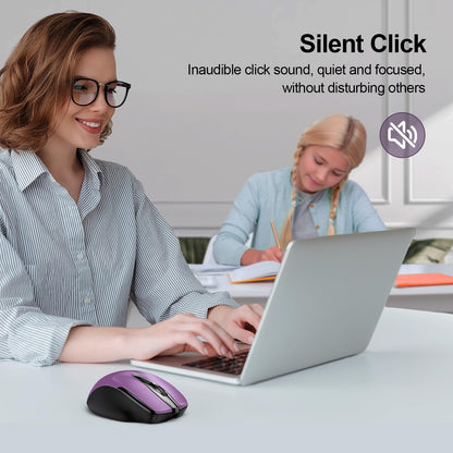 TECKNET Wireless Mouse Rechargeable, 2.4G USB-A Silent Mouse, Quiet Click, 6 Adjustable 4800 DPI, Cordless Computer Mice, Ergonomic Mice for Laptop, 6 Buttons for Chromebook, Ergo Grip - Black
