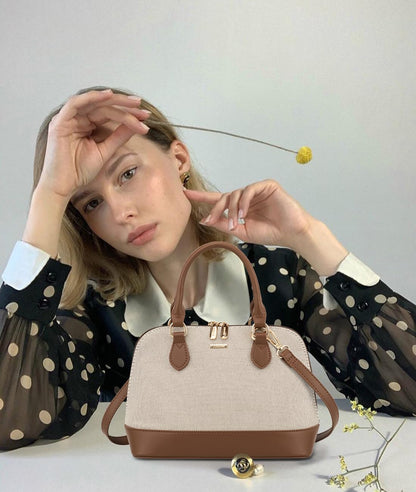 LOVEVOOK Small Purse Crossbody Bags for Women Fashion Satchael for Dating Travel Casual,Canvas/Jacquard Brown
