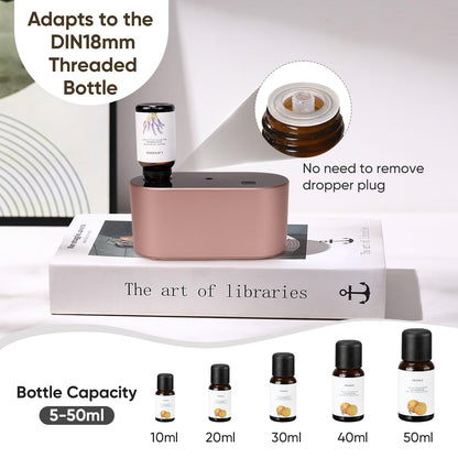 Waterless Diffuser for Essential Oil, Battery Operated Scent Air Aromatherapy Diffuser, Mini Aroma Diffusers with 3 Intermittent Mist Modes, Cycle Start, for 400 sq.ft Room Home Office Bedroom