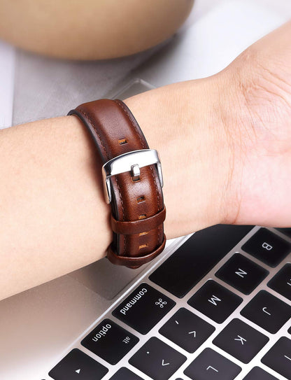 BINLUN Leather Watch Band Quick Release Replacement Leather Smart Watch Straps for Women and Men in Black Brown Red 12mm 13mm 14mm 17mm 18mm 19mm 20mm 22mm