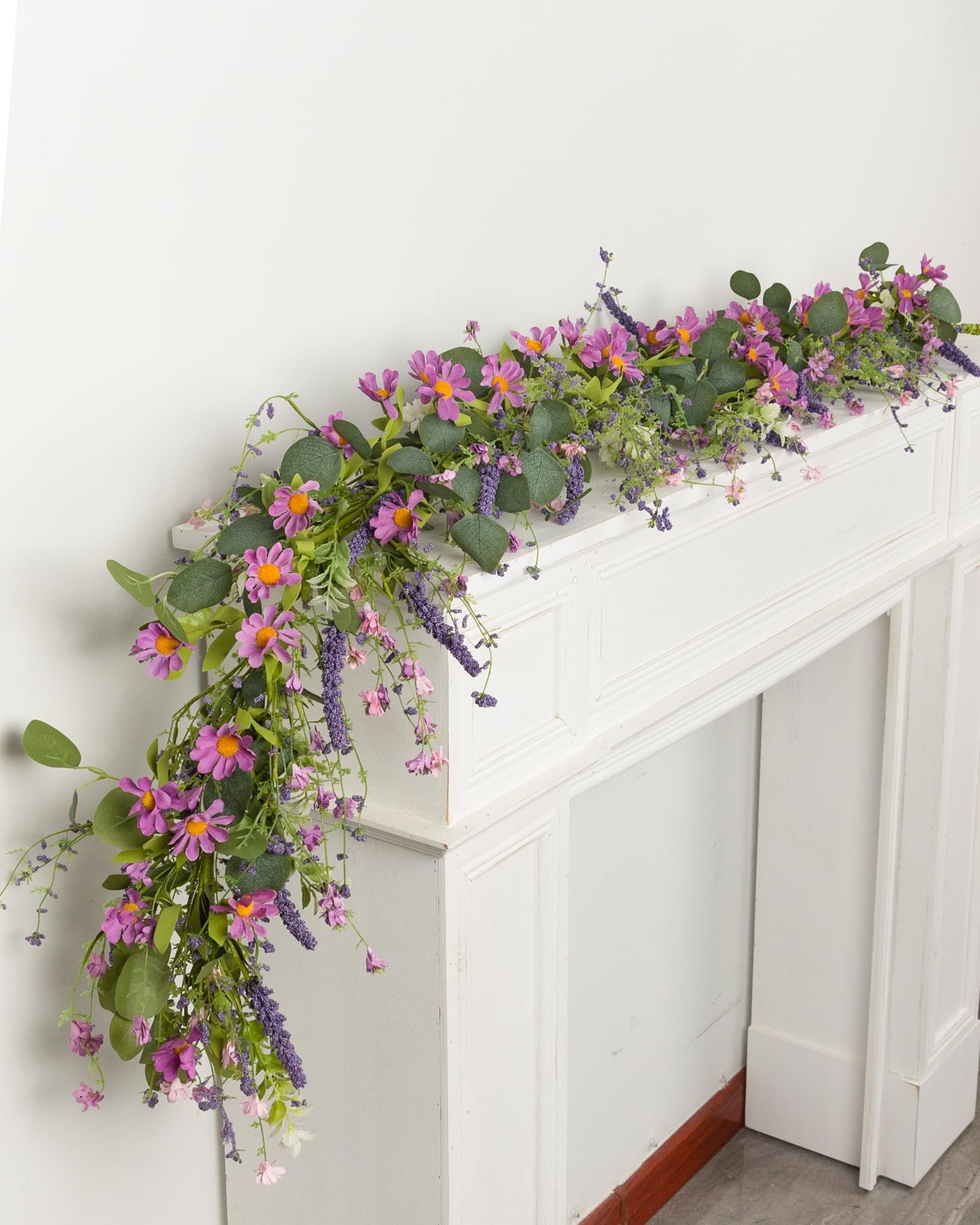 YUGALI Summer Garland, 6ft Set of 2 Eucalyptus Daisy Wildflower Vine