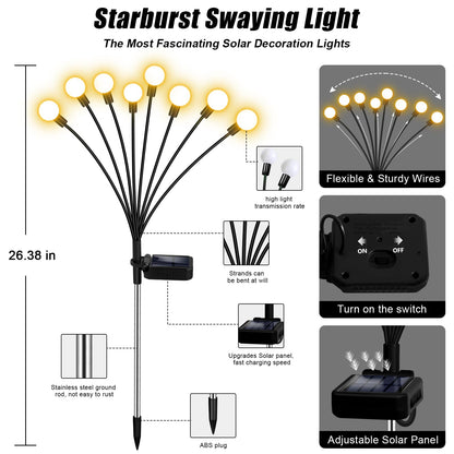 NBQQ Solar Garden Lights Outdoor, 4 Pack 32LED Swaying Light Waterproof Solar Lights Outdoor for Yard Pathway Patio, Swaying Lawn Decor as Gardening Gifts for Women Holiday