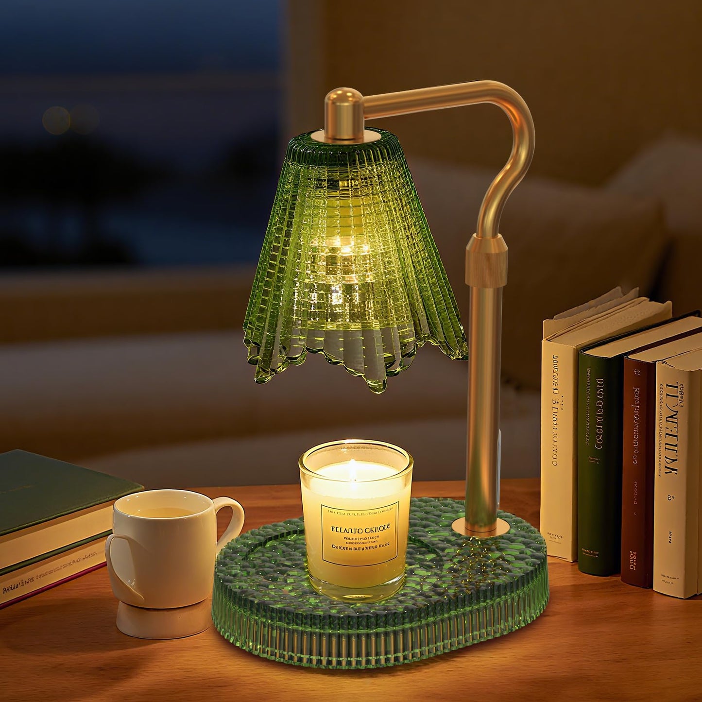 WYghyronic Candle Warmer Lamp with Timer & Dimmable 4-Level Brightness - Adjustable Height,for New Home Bedroom, Gifts for Women (Green)