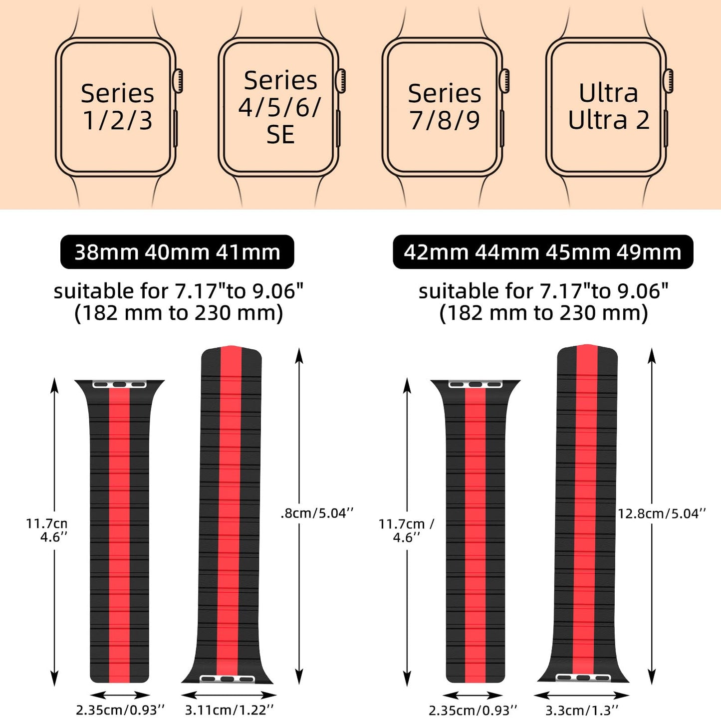 INI Compatible With Apple Watch Band 100% Full Grain Leather Magnetic Link For Series Ultra 10 9 8 7 6 5 4 3 SE Size 49mm 46mm 45mm 44mm 42mm For Men Women