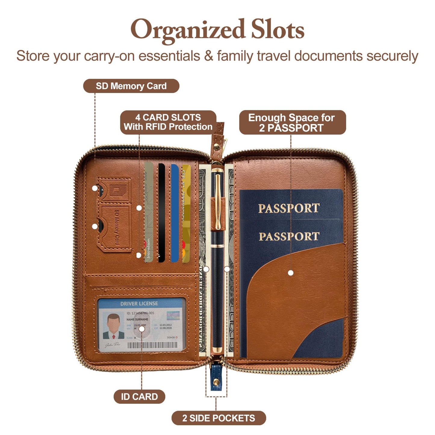 Family Passport Holder for Travel Women and Men RFID Passport Holder with Card Slots Holder Passport Case Passport cover Passport Wallet Travel Essentials and Accessories