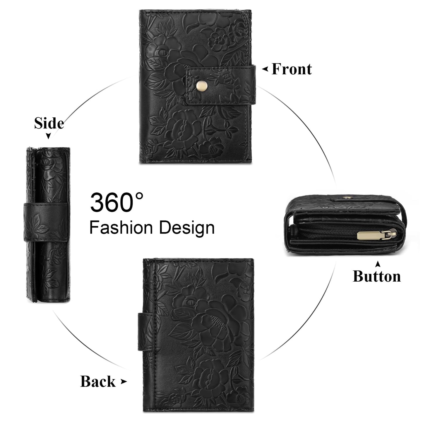 SENDEFN Wallets for Women Trifold Ladies Wallet Credit Card Holder Coin Pocket with ID Window