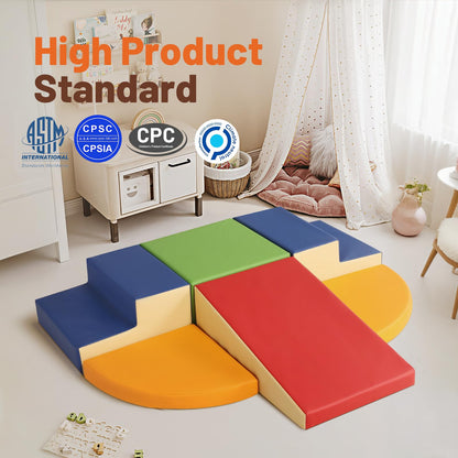 TODIBY 6-Piece Soft PU Leather Toddlers Climbing Toys, Baby Foam Climbing Blocks for Toddlers, Foam Play Gym Climber Structures for Toddler 3, Indoor Climb and Crawl Activity Play Set
