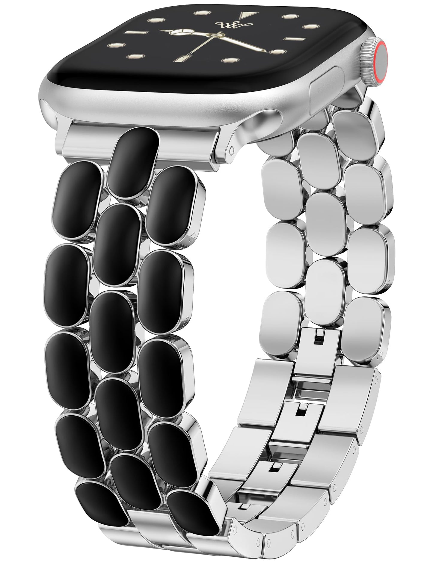 Wearlizer Metal Bracelet Compatible with Apple Watch Bands for Women 44/45/46/49/42mm, Gold Dressy Jewelry Enamel Silver Stainless Steel Strap for iWatch Band Ultra SE Series 11/10/9/8/7/6/5/4/3/2/1