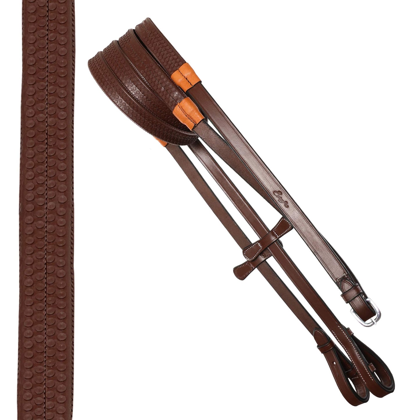 Exion Comfort Soft Lined Snaffle Hunter Jumping Bridle with Detachable Flash & Rubber Reins | Anatomical English Bridle for Horses (Oak Brown, Cob)