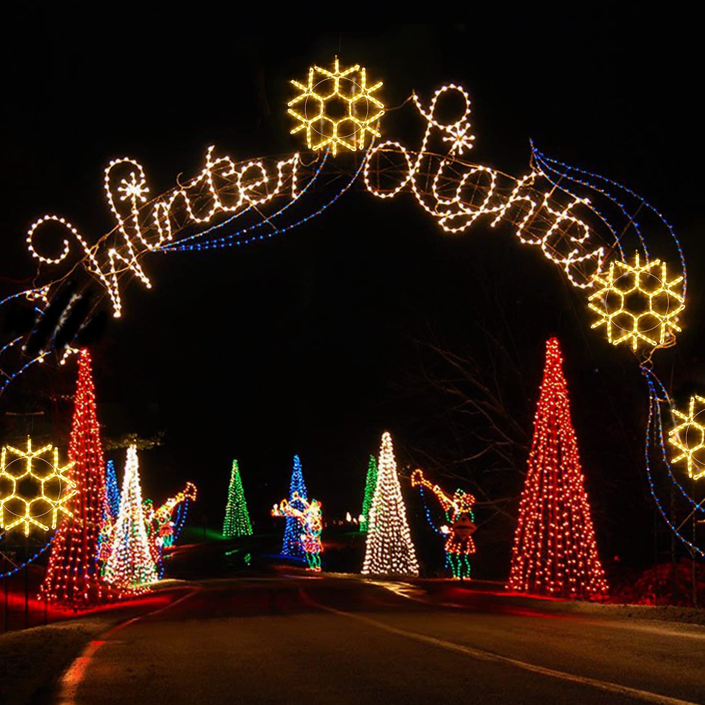 24" Christmas Big Snowflake Lights Mains Powered with Timer for Xmas Decor