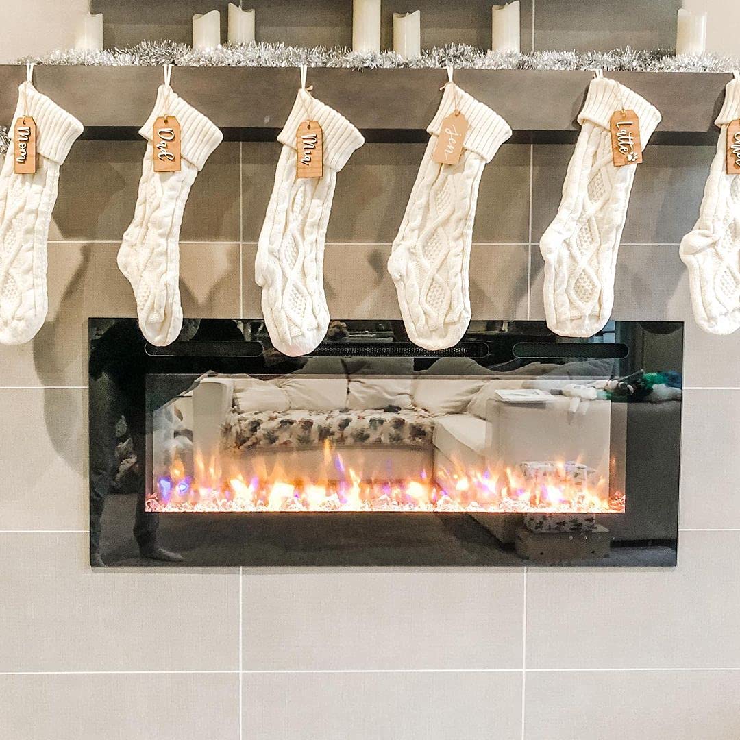 Fesciory Christmas Stockings, 6 Pack 18" Large Knit Stocking & Decor for Family Holiday Xmas Party Gift, Ivory White