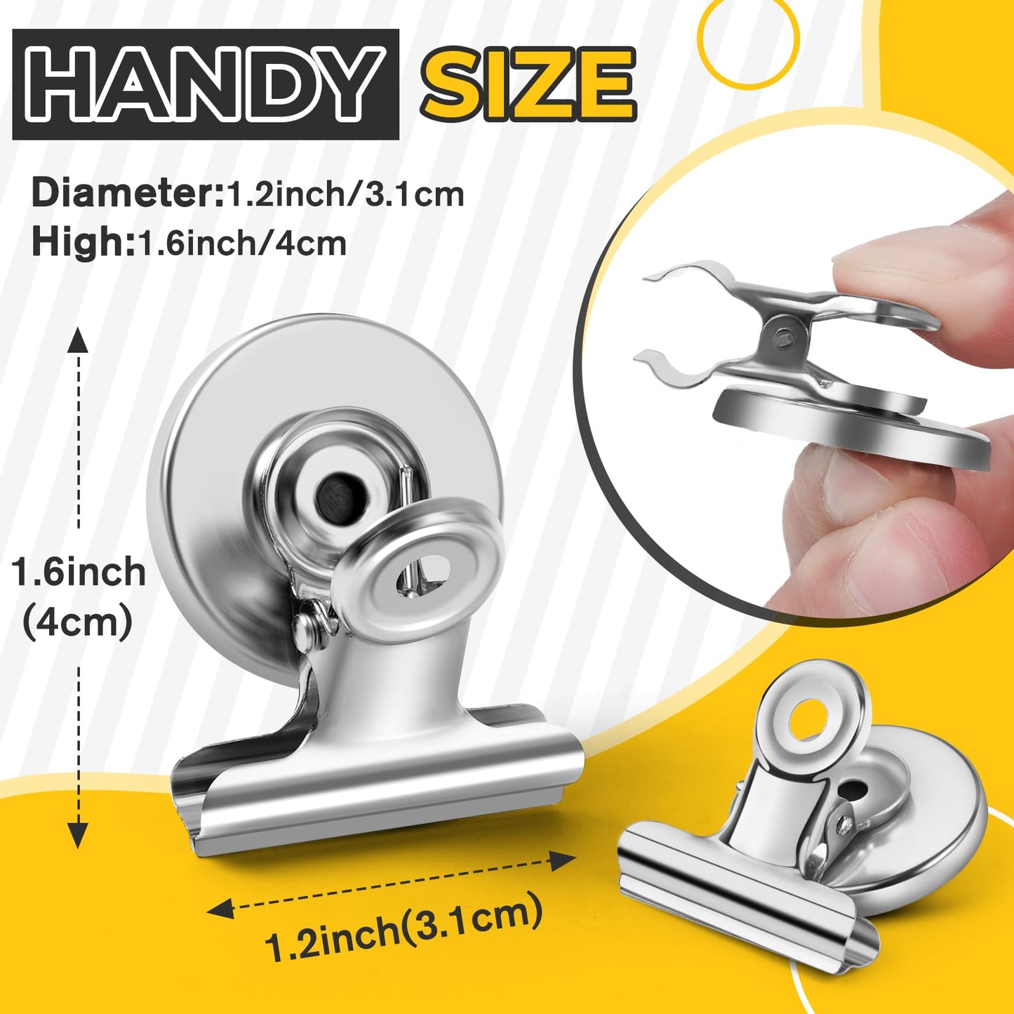 Junarter 60 Pack Magnetic Clips Heavy Duty, Silver Magnet Clips for Fridge, Refrigerator Magnets, Strong Magnetic Clip, Scratch Free Magnets with Clip for Whiteboard, Refrigerator, Locker