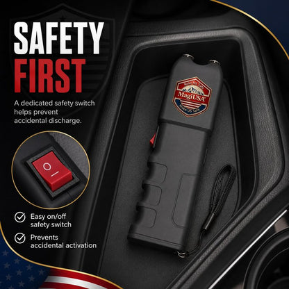 989 MagiUSA Rechargeable Stun Gun for Self Defense, LED Flashlight, Black