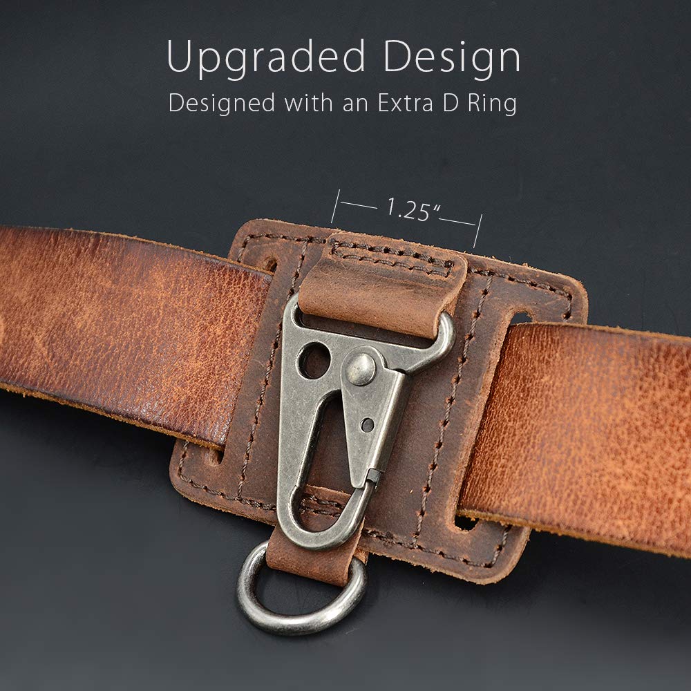 EDC Leather Key Ring Holder, Heavy Duty Belt Clip Key Fob, Chestnut