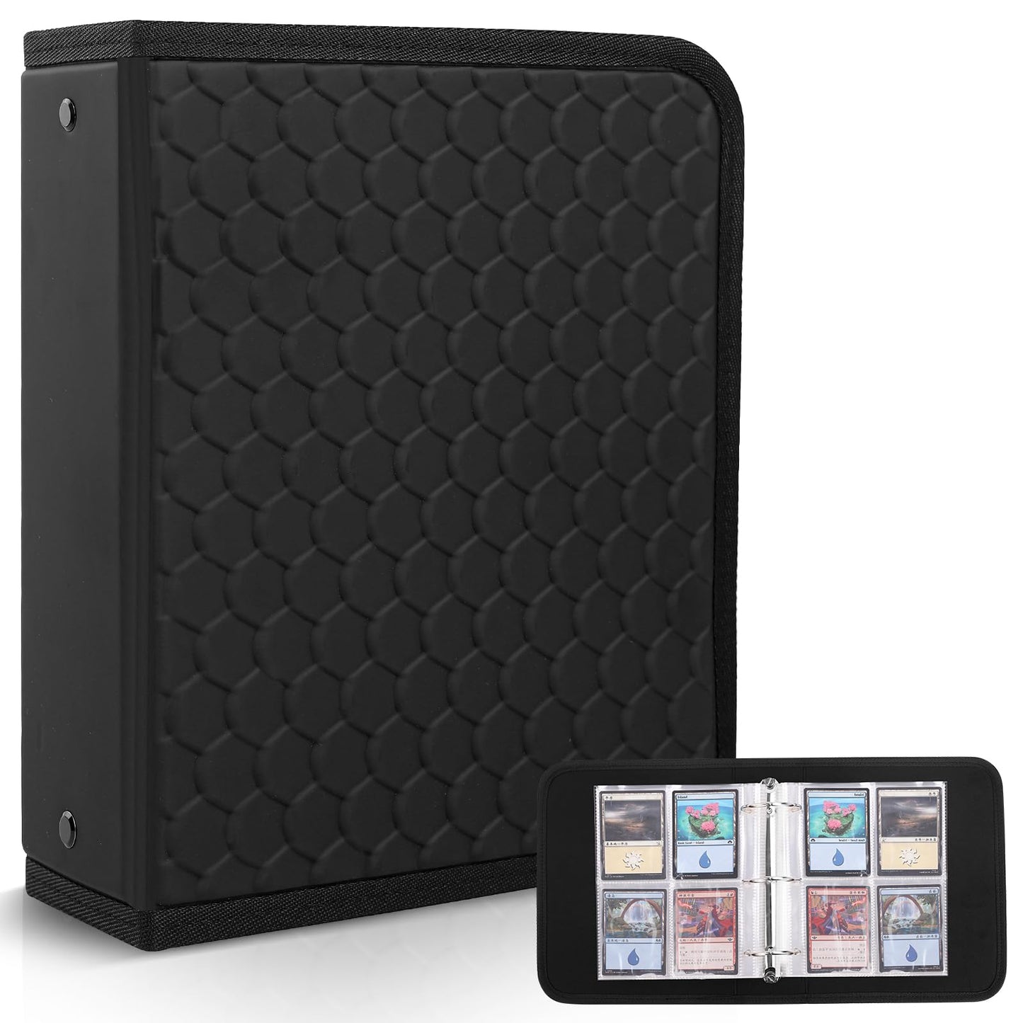 BRPPO Trading Card Binder- 4-Pocket Card Holder, 3D Dragon Scale Texture, 400-Card Capacity, Portable Card Album, Card Organizer Compatible with Multiple Card Sizes (BALCK)