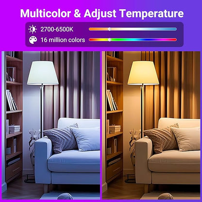 TJOY 4 Pack Smart Light Bulbs, Bluetooth WiFi Led Bulb Work with Alexa &Google Assistant, RGB Color Changing Alexa Bulbs, Music Sync, 2700K-6500K, 9W(60W Equivalent), A19 E26 800LM, 2.4Ghz WiFi only