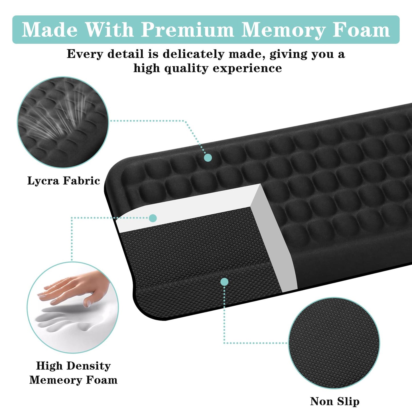 L-Shaped Desk Elbow Pad for Desk, 2-Piece Memory Foam Elbow Pads with Non-Slip, Ergonomic Desk Edge Cushion, Wrist Support Arm Rest for Office and Gaming (11.8 * 3.9 inch)