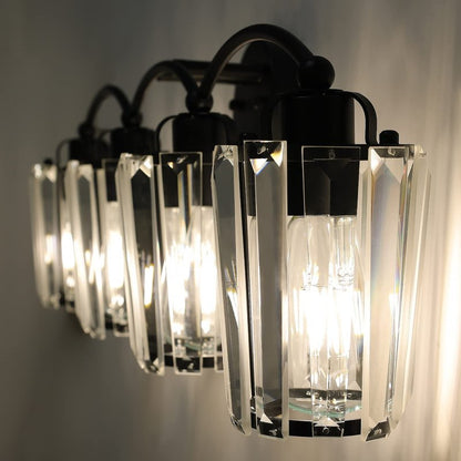 Aipsun Crystal Vanity Light Fixtures Black Bathroom Light Fixtures Crystal Wall Lights for Bathroom E26 Base (Exclude Bulb)