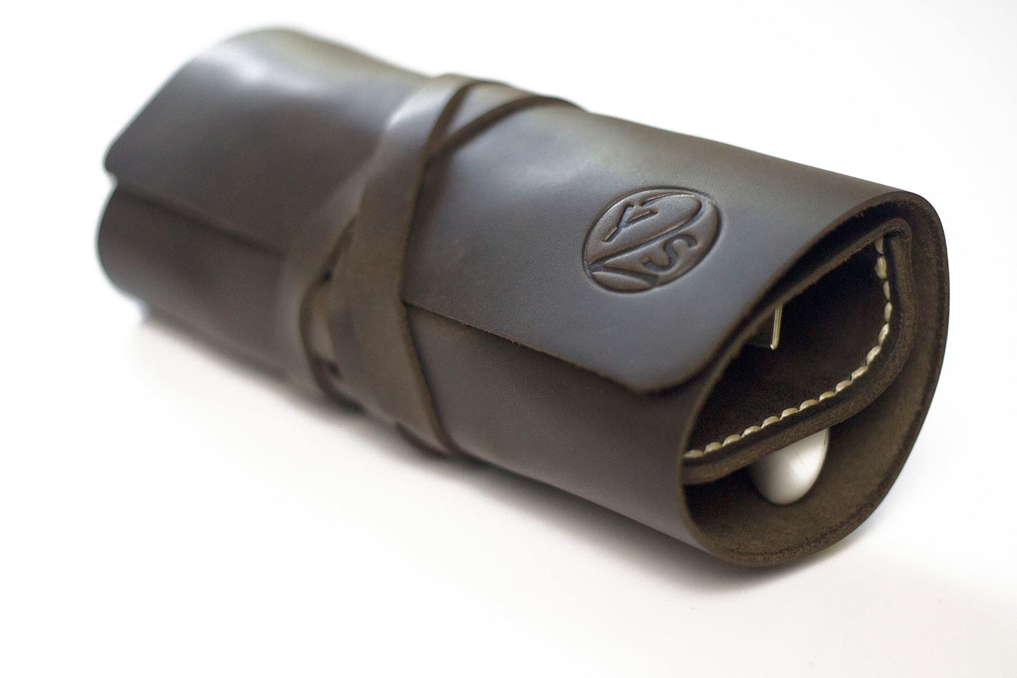 Leather Cord Organizer Wrap for Cables - Brown