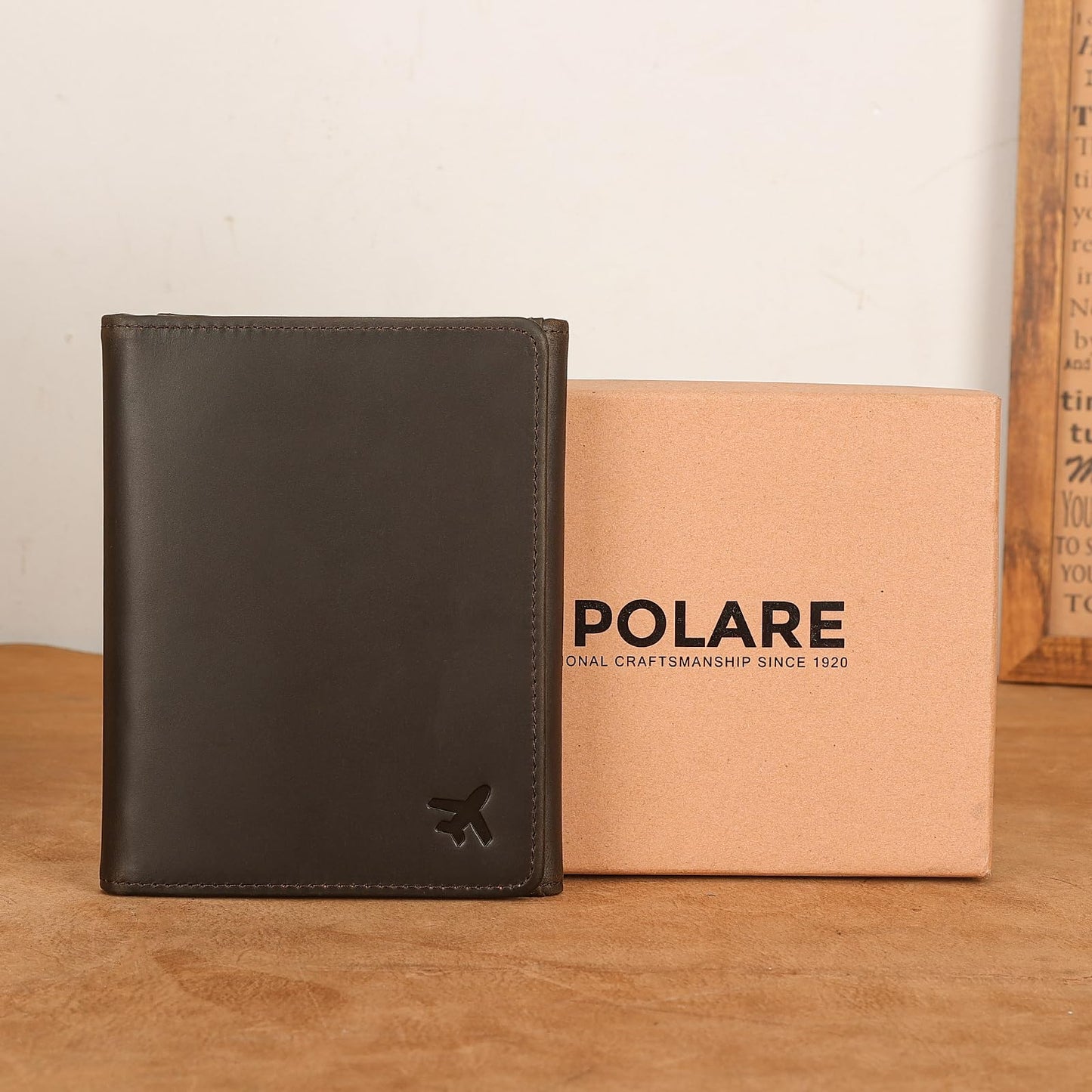 Polare Full Grain Leather Pilot Wallet Passport Holder RFID Blocking Trifold Wallet for Men Travel Cover Document Organizer for Aviation Professionals