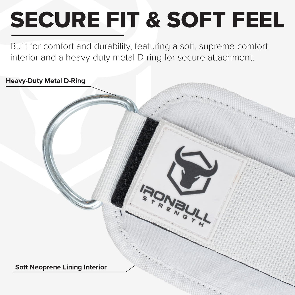 Women's Ankle Strap for Cable Machines & Resistance Bands: Gym & Home Workout Cuff Attachment for Leg Extensions, Kickbacks, Hip Abductors - Booty Exercises (White, Single)