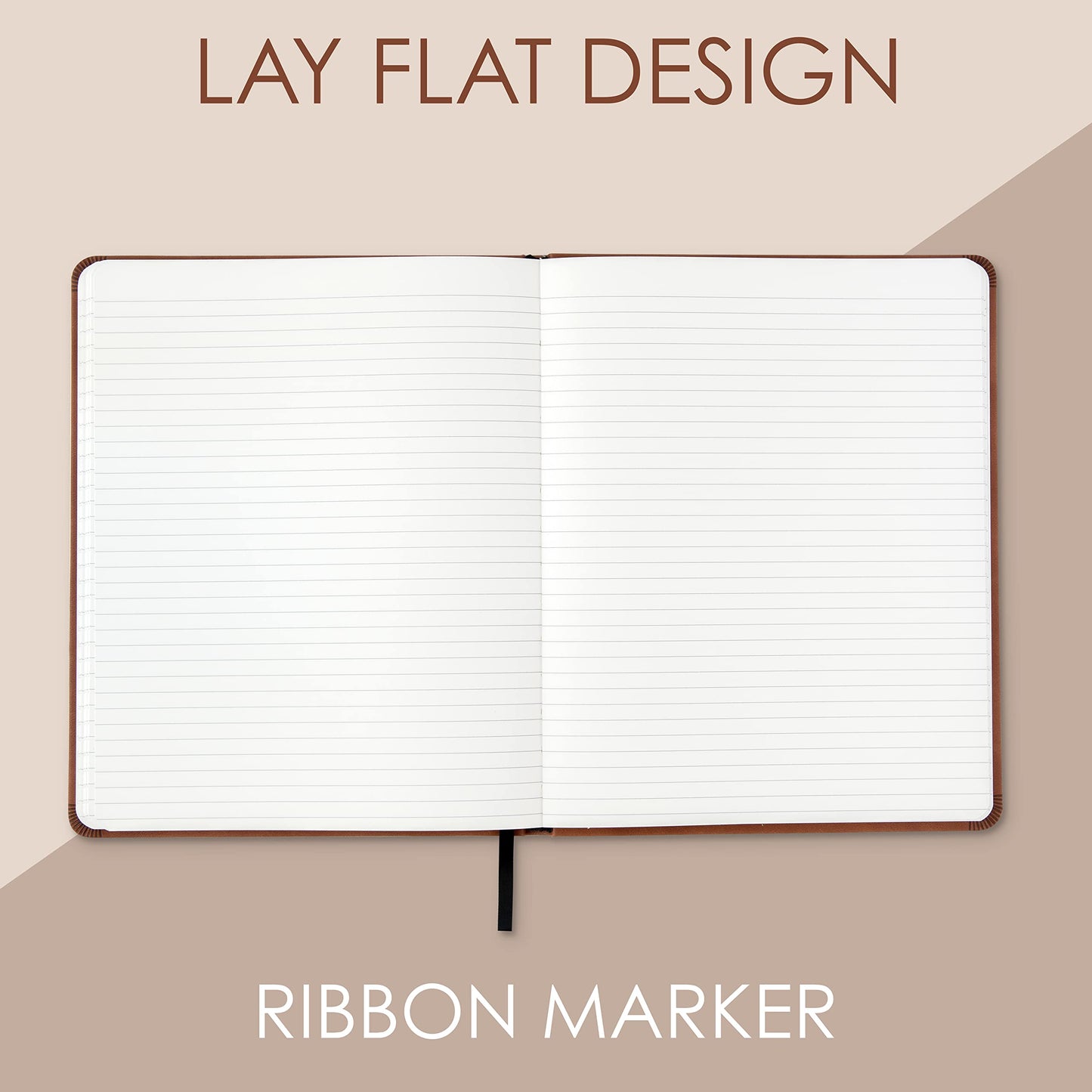 THiNKABLE Lined Journal Notebook, A4 Brown Vegan Leather Hard Cover Journal for Writing, Large 8.25x10.25 inches, Lined Notebook For Work, Work Notebook