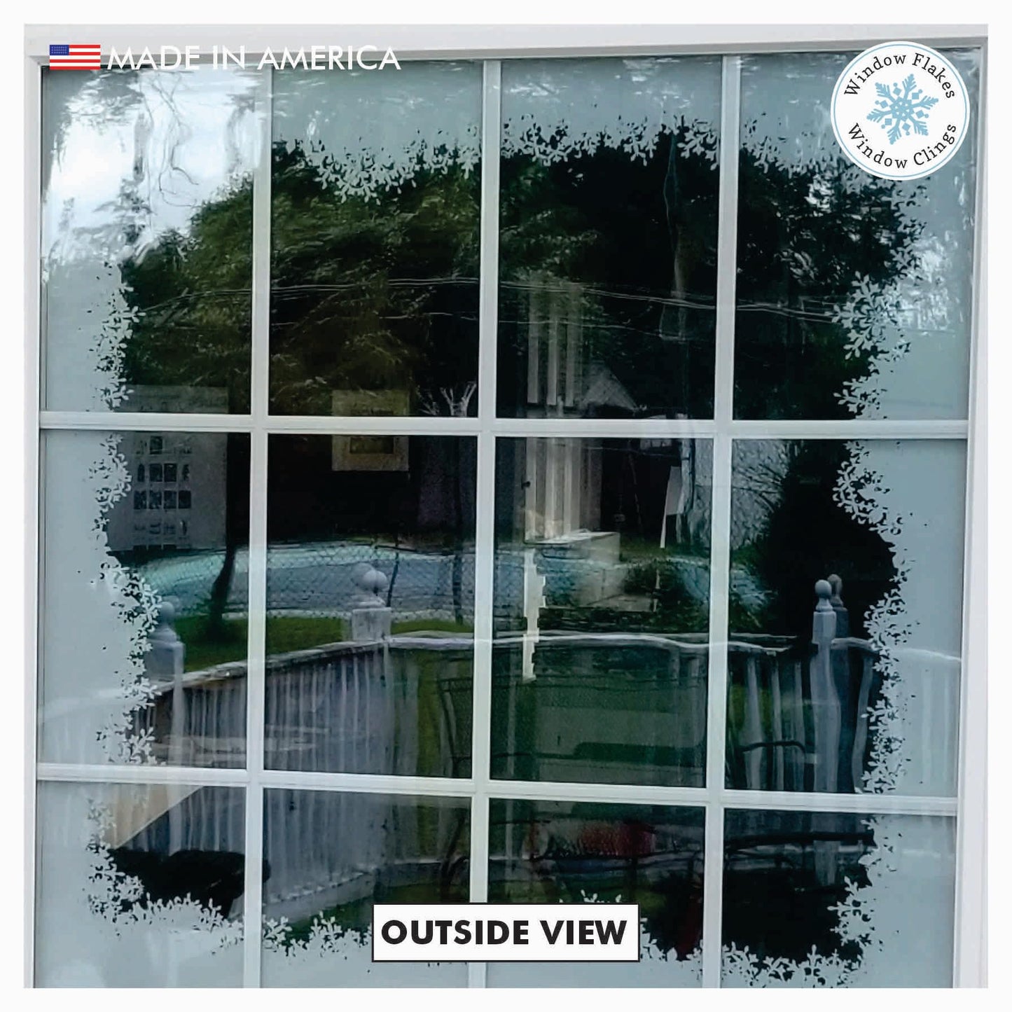 39" Christmas Window Cling Decal Window Sticker, Fluffy Snow Window Border Christmas Decoration, Home Decor, Reusable, Non-Adhesive, Holiday Window Stickers for Windows and Doors. Made in America.