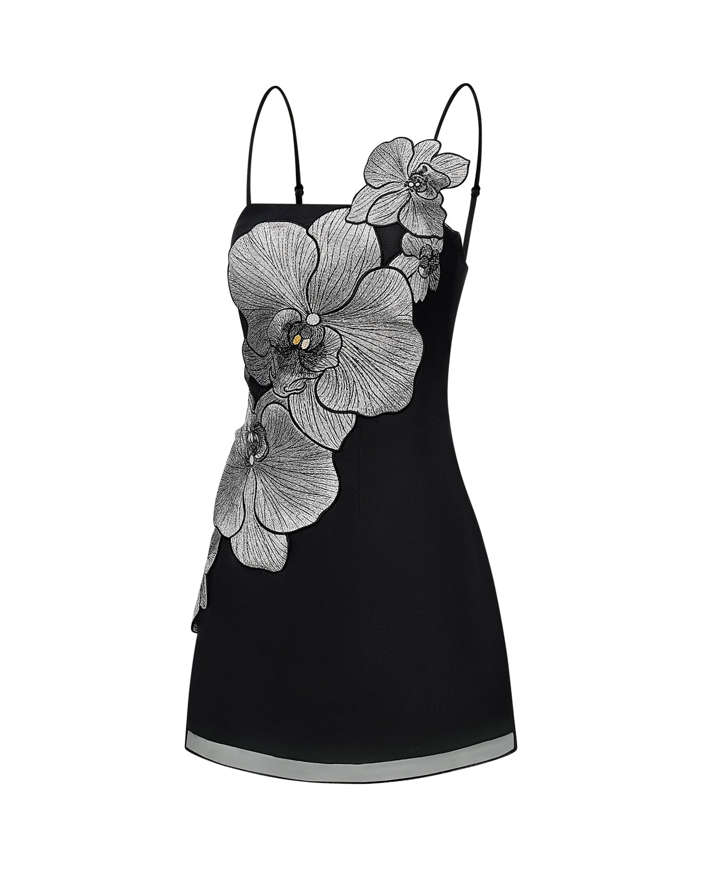 JW PEI Women's Orchid Appliqué Mini Dress - Black/Silver