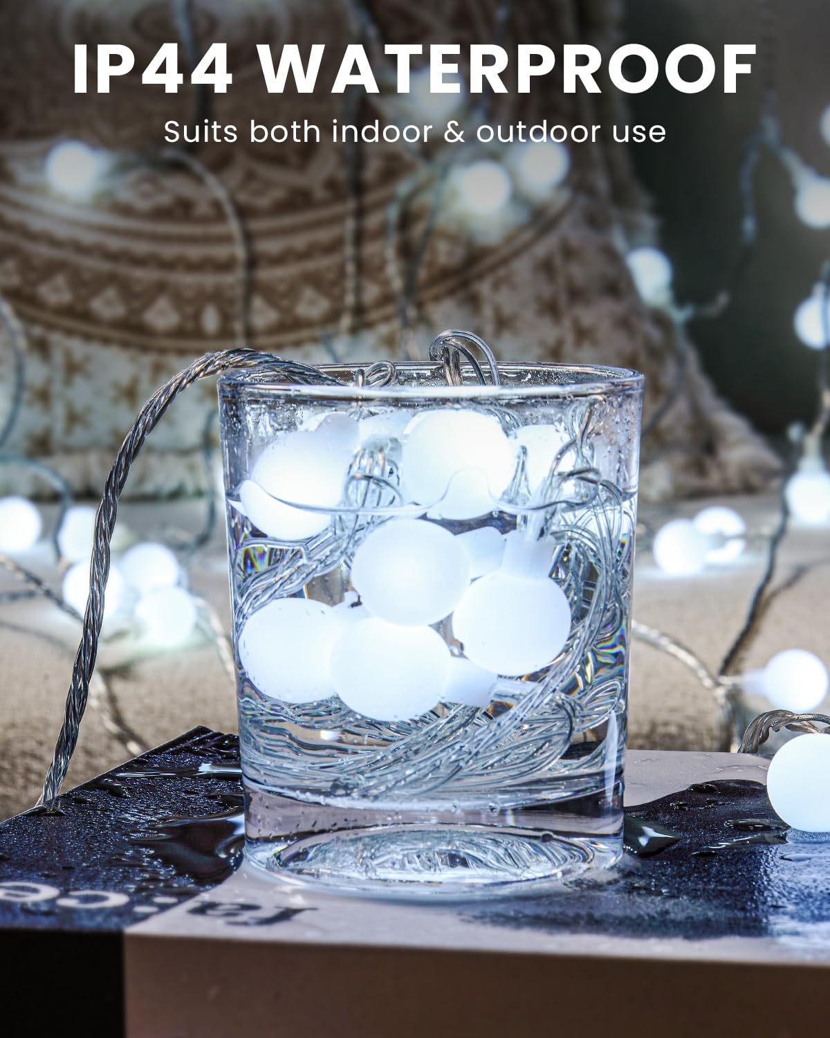 JOLYMOLY Globe String Lights 59 Ft 100 LED Fairy Lights Plug in with Remote Timer, Connectable Small Frosted Globe Christmas Lights for Bedroom Wedding Xmas Tree Indoor Outdoor Decor, Cool White