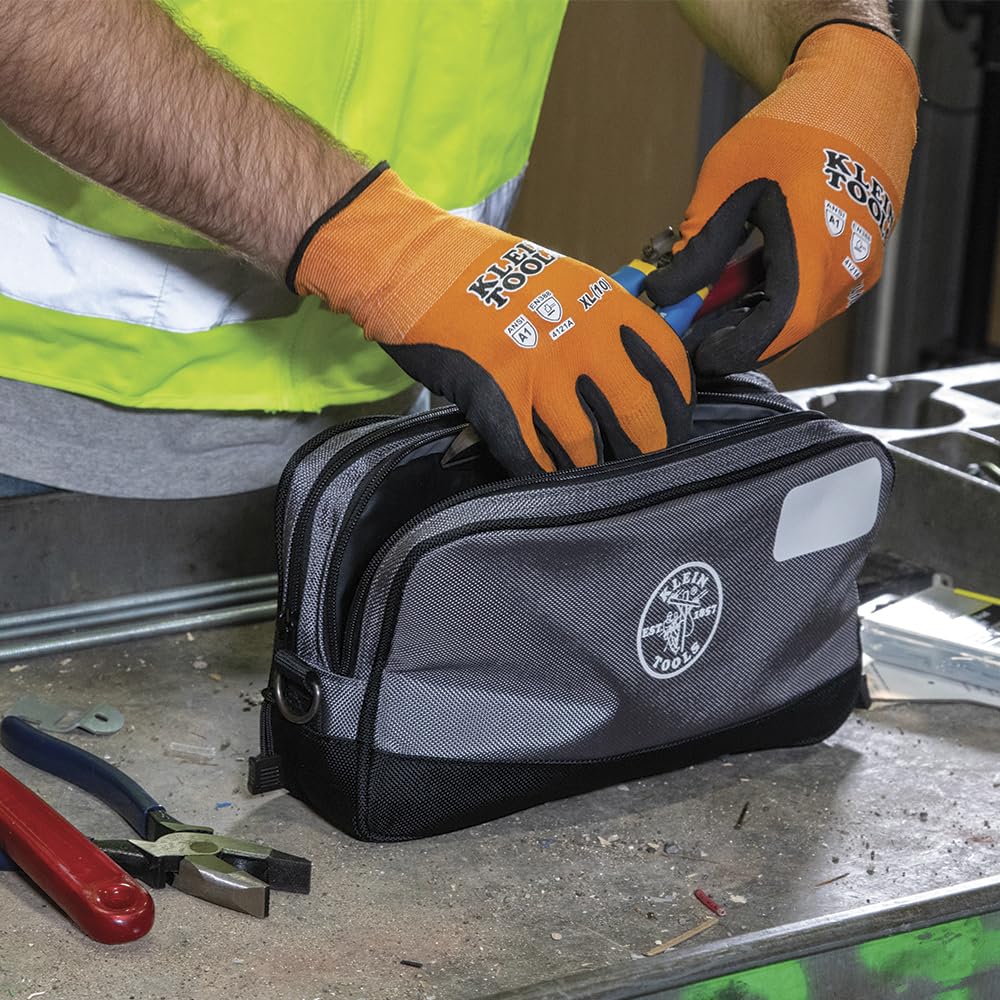 Klein Tools Tool Pouch, Dual Compartments, Heavy-Duty Tool Bag Organizer, Multipurpose Bag