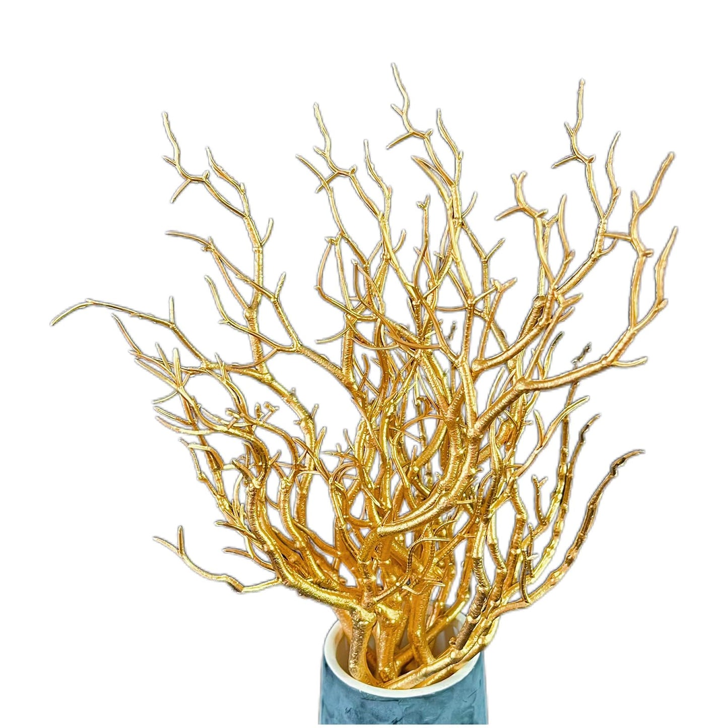 Threemonkys 13.8 inches Artificial Coral Branches Fake Antler Branches Small Branches for Home Decoration Flower Arrangement Wedding Christmas Halloween Festival (Golden10PCS)