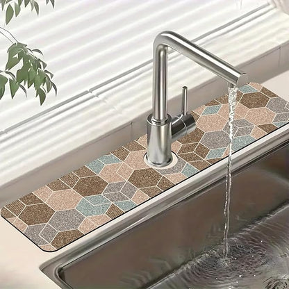 Geometry Blocks Sink Faucet Absorbing Mat Glitter Geometry Super Absorbent Fast