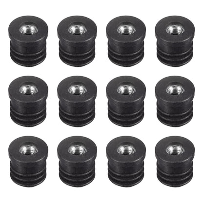 uxcell 12Pcs Black Plastic Round Inserts for 15mm/0.59" ID Round Tube, M6 Thread, Furniture Leg Plugs