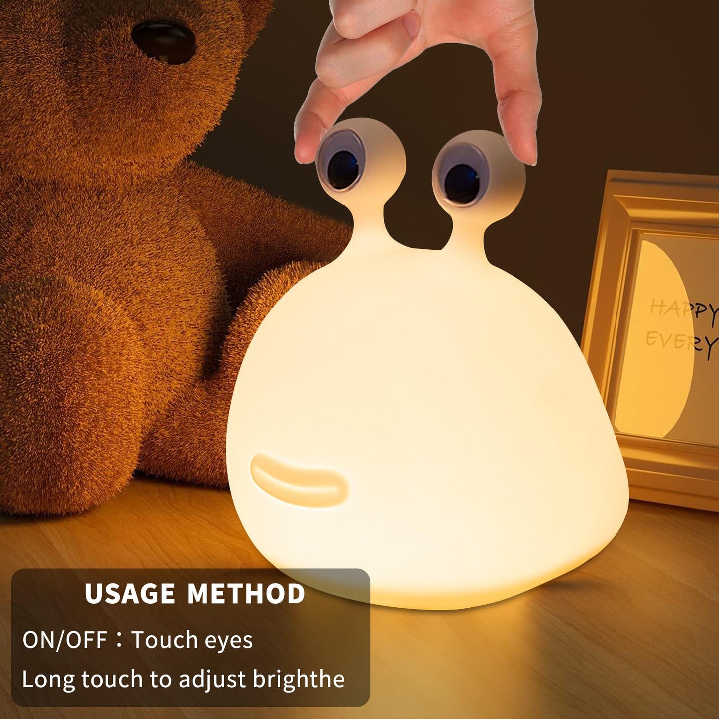 HPYDIY Cute Slug Night Light,Silicone Lamp USB Rechargeable Table Funny Animal Lamp Portable LED Lamps for Breastfeeding Dorm Room Decor for Christmas Gift Baby Kids Girls Teens