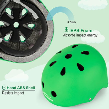 KAMUGO Kids Bike Helmet - Toddler Safety Gear Set with Knee, Elbow & Wrist Pads | Ages 2-8, Boys & Girls