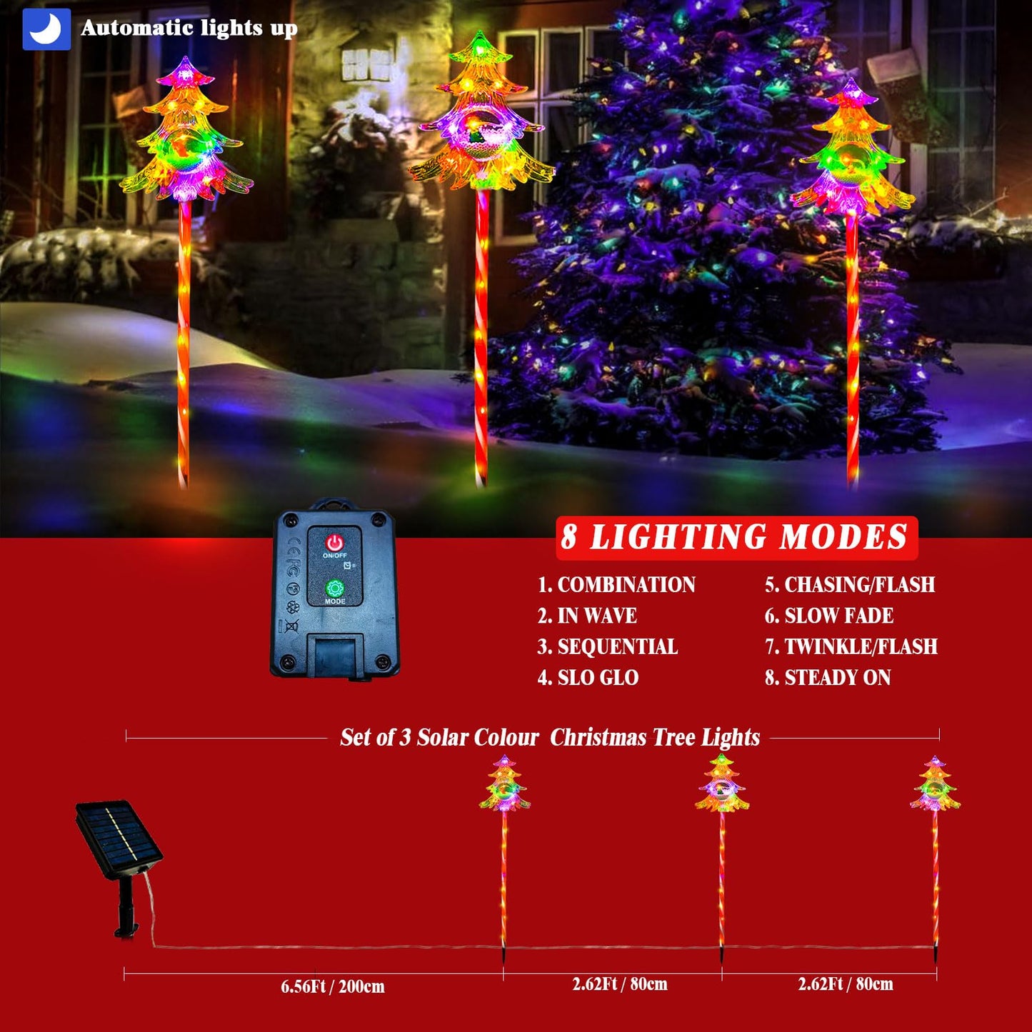 Trunfiste 30.7'' Larger Christmas Decorations Outdoor Solar Pathway Lights, 3Packs Solar Christmas Trees with Colour 51LEDS, Xmas Tree Candy Cane Stake Lights Outside for Garden Porch Path Yard Decor