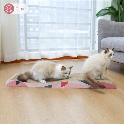 ComSaf Wave Curved Cat Scratching Pad, Foldable Cat Scratcher Cardboard, Corrugated Scratch Pad, Long Scratching Lounge Bed for Cat Kitten Kitty, Protecting Furniture, Reversible