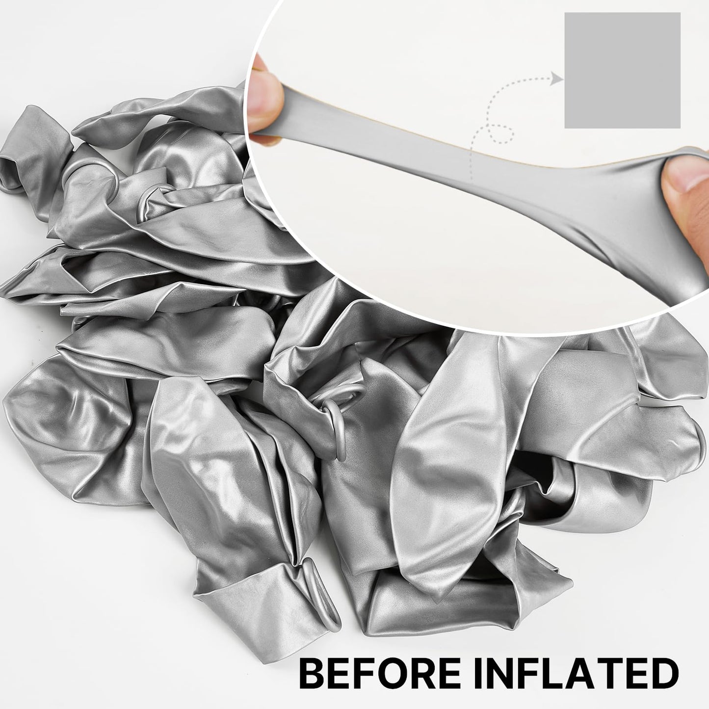 PartyWoo Metallic Silver Balloons, 50 pcs 12 Inch Silver Metallic Balloons, Silver Balloons for Balloon Garland or Arch as Wedding Decorations, Birthday Decorations, Party Decorations, Silver-G102