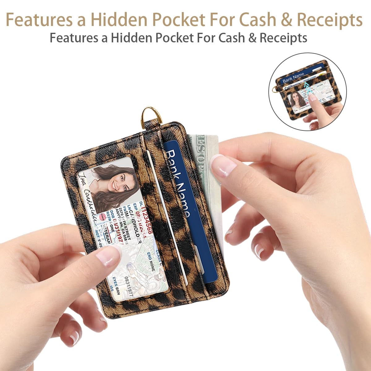 Simikol Slim Minimalist Pocket Credit Card Holder Wallet RFID Blocking Lightweight Thin Small Cute Card Cases,Leopard
