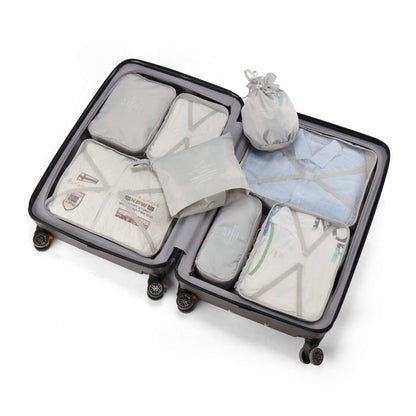 Packing Cubes 8 Sets Travel Luggage Organizers Include Waterproof Shoe Storage Bag Convenient Packing Pouches for Traveller (Grey)