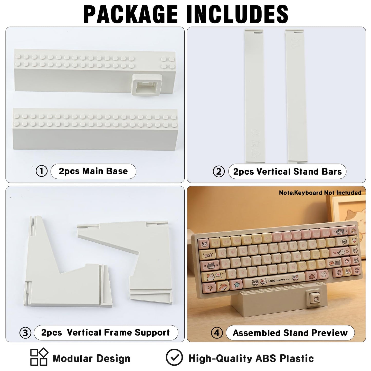Hyekit Keyboard Display Stand | DIY Buildable ABS Mechanical Keyboard Storage Holder with 2 Replaceable Front Panels | Showcase for Building Bricks | Ideal Desk Setup Decor for Gamers and Enthusiasts