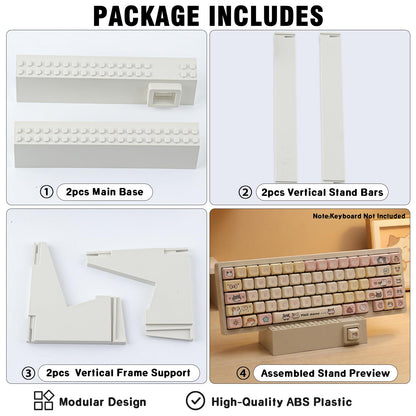 Hyekit Keyboard Display Stand | DIY Buildable ABS Mechanical Keyboard Storage Holder with 2 Replaceable Front Panels | Showcase for Building Bricks | Ideal Desk Setup Decor for Gamers and Enthusiasts
