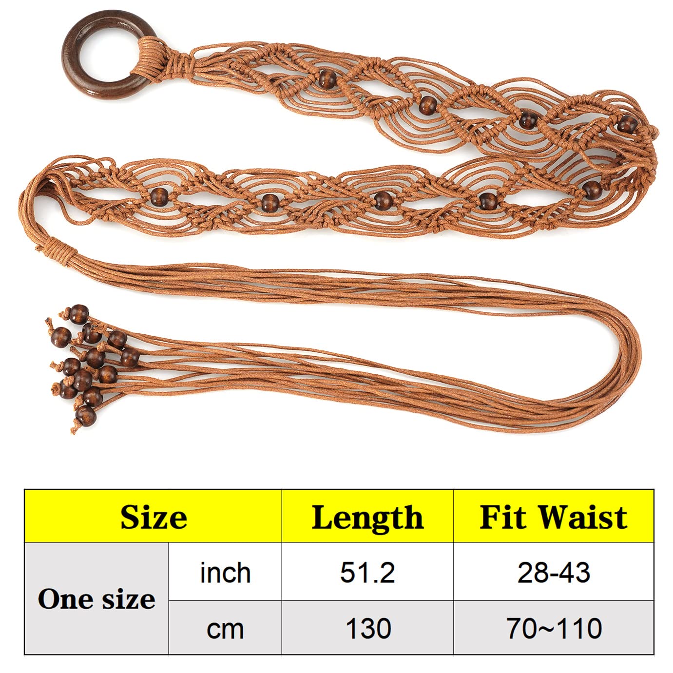 Suyi Boho Braid Belt for Women Bohemian Woven Waist Belts for Dress 170CM Brown 4