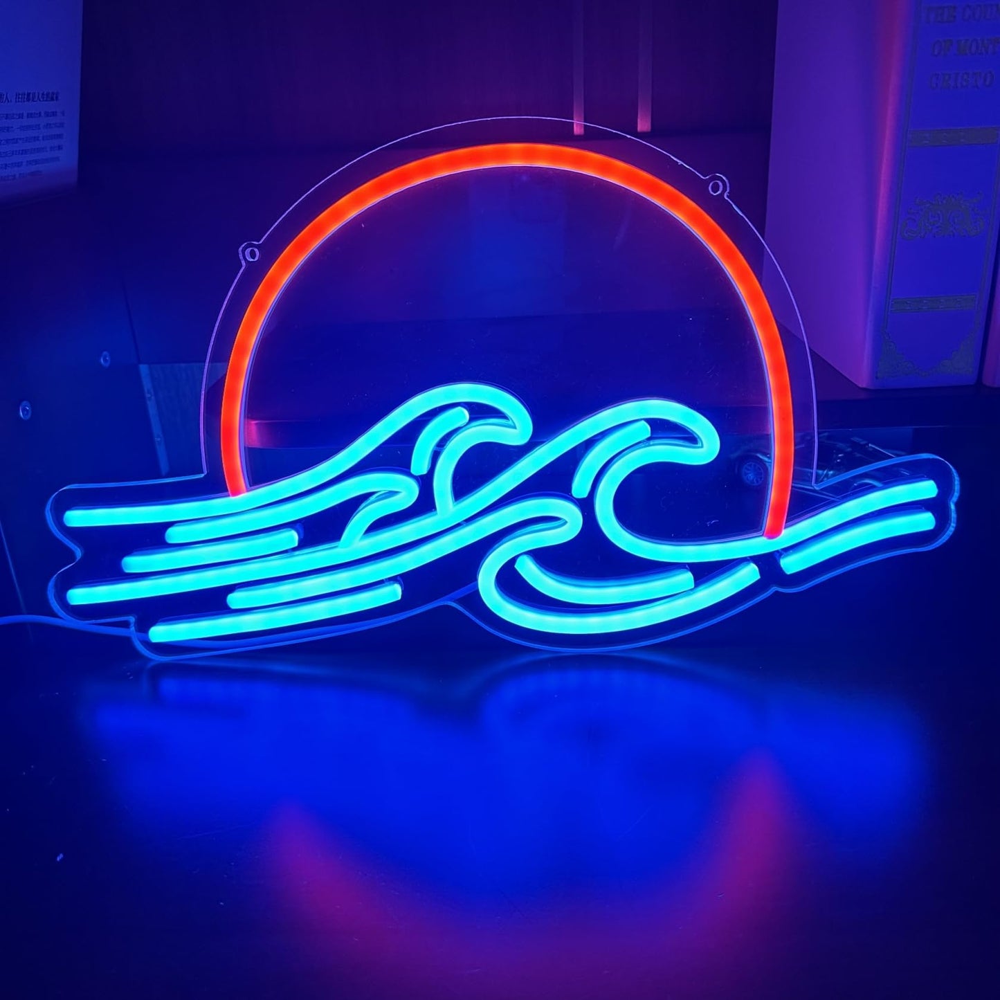 Dimmable Neon Sunrise Sunset Sign LED Anime Neon Sign for Wall Decor, Hanging Acrylic Sunset Wave Neon Night Light for Gameroom Teens Dorm Party Gifts(Sunset Wave)